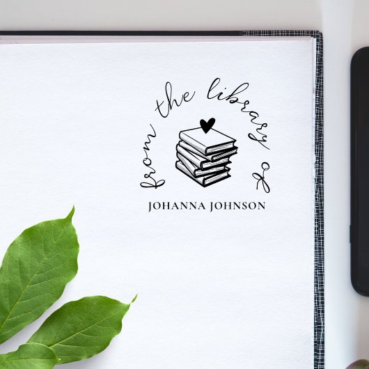 Elegant Custom Books Heart From The Library Book Rubberstempel