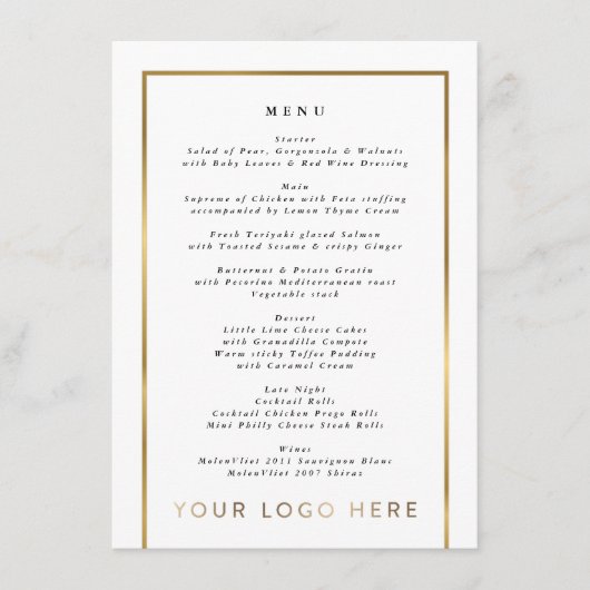 Elegant Custom Business Logo Gold Lijst Menu (Voorkant)