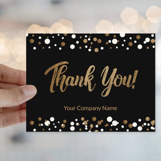 Elegant Custom Business Name Black Gold Hartelijk  Briefkaart