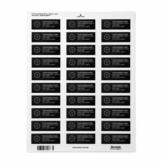 Elegant Custom Business Return Address Label (Full Sheet)