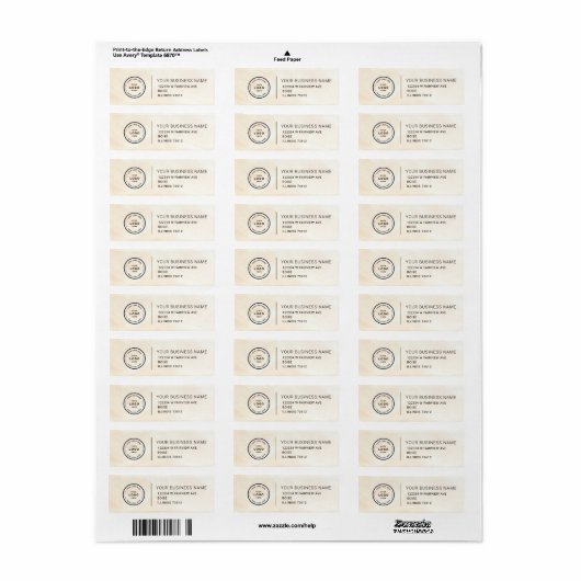 Elegant Custom Business Return Address Label (Full Sheet)