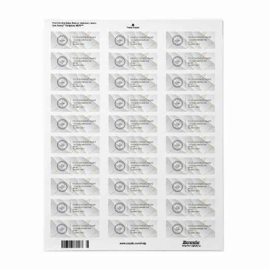 Elegant Custom Business Return Address Label (Full Sheet)