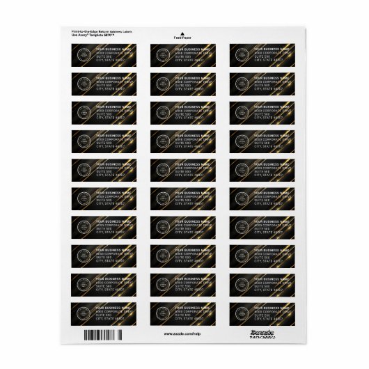 Elegant Custom Business Return Address Label (Full Sheet)