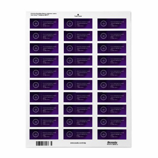 Elegant Custom Business Return Address Label (Full Sheet)