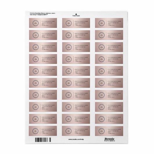 Elegant Custom Business Return Address Label (Full Sheet)