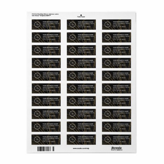 Elegant Custom Business Return Address Label (Full Sheet)