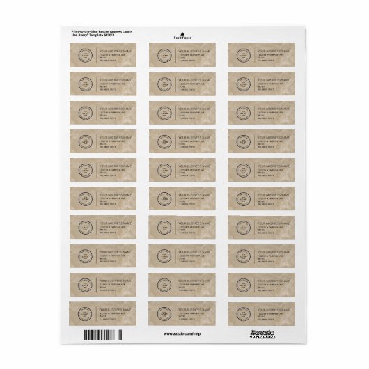 Elegant Custom Business Return Address Label (Full Sheet)