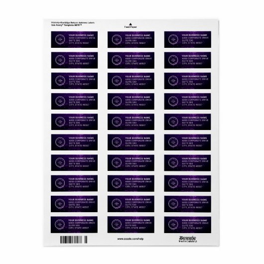 Elegant Custom Business Return Address Label (Full Sheet)