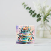Elegant Custom Cake Design Decoreren Vierkante Visitekaartje (Staand voorkant)