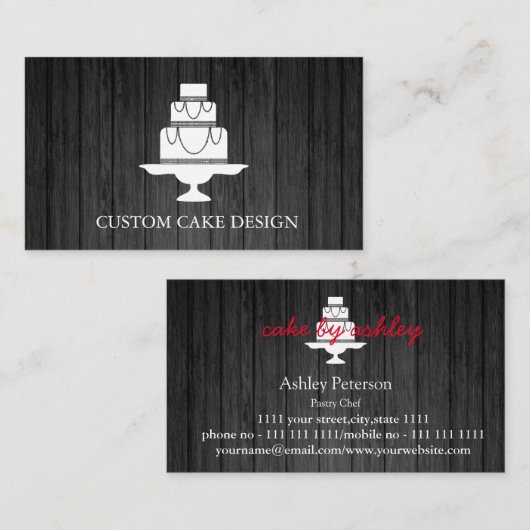 Elegant Custom Cake Design Decoreren Visitekaartje (Voorkant / Achterkant)