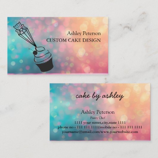 Elegant Custom Cake Design Decoreren Visitekaartje (Voorkant / Achterkant)