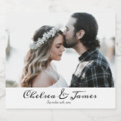 Elegant Custom Calligraphy Photo Wedding Bier Etiket (Enkel label)