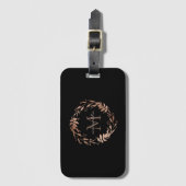 Elegant Custom Chic Roos Gold Black Monogram Naam Bagagelabel (Voorkant (verticaal))