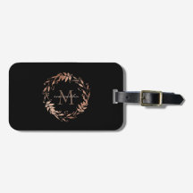 Elegant Custom Chic Roos Gold Black Monogram Naam
