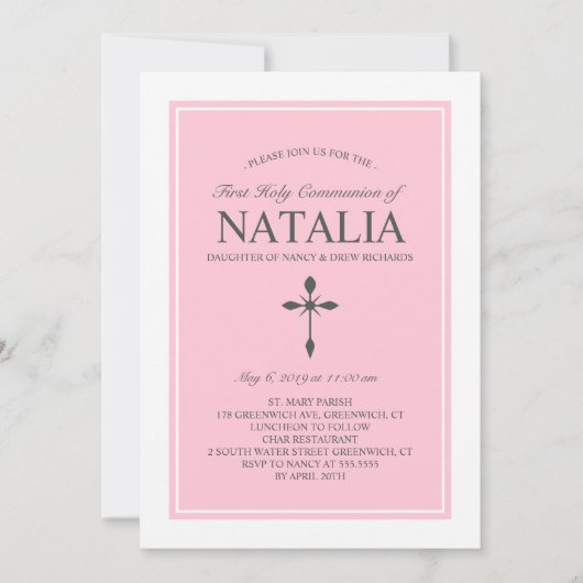 Elegant Custom Color Communitation Roze Kaart (Voorkant)