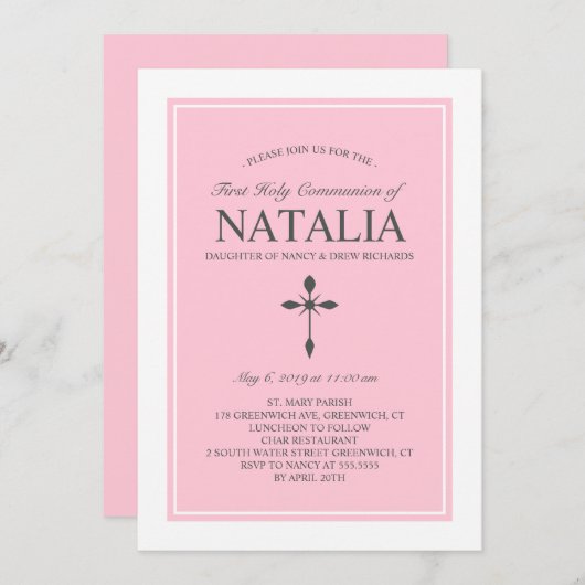 Elegant Custom Color Communitation Roze Kaart (Voorkant / Achterkant)