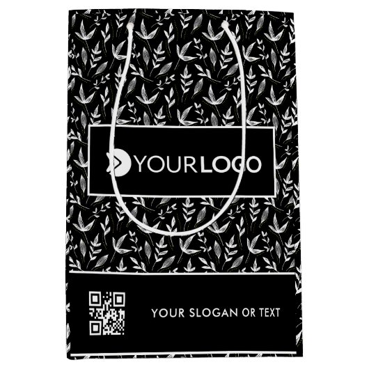 Elegant Custom Company Logo Business With QR Code Medium Cadeauzakje (Voorkant)