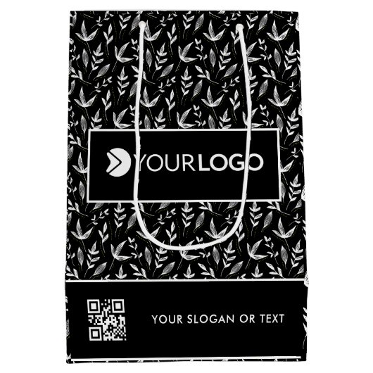 Elegant Custom Company Logo Business With QR Code Medium Cadeauzakje (Achterkant)