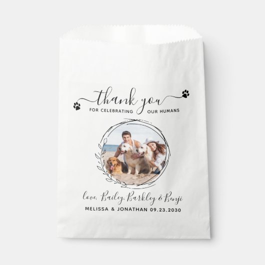 Elegant Custom Dog Foto Hartelijk dank voor wedden Bedankzakje (Voorkant)