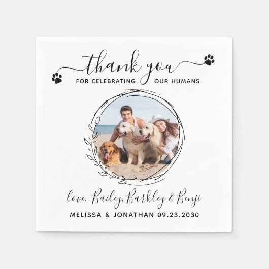 Elegant Custom Dog Foto Hartelijk dank voor wedden Servet (Voorkant)