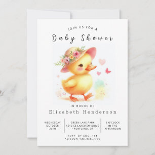 Elegant Custom Duck Baby shower Kaart