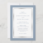Elegant Custom Dusty Blue en Silver Wedding Kaart (Voorkant)