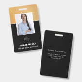 Elegant Custom Employee Photo Name & logo ID Badge (Front & Back)