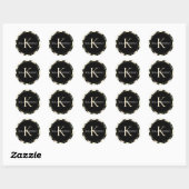 Elegant Custom Family Monogram Naam Black Cream Ronde Sticker (Vel)