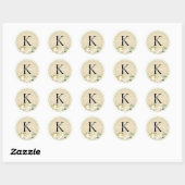 Elegant Custom Family Name Monogram Cream Rozen Ronde Sticker (Vel)