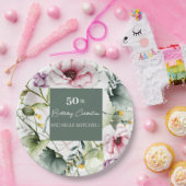 Elegant Custom Floral 50ste verjaardagsfeestje Papieren Bordje (Feest)