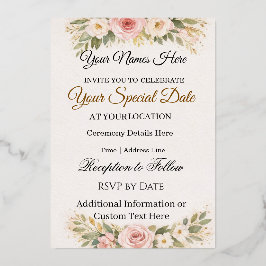 Elegant Custom Floral Wedding Invitations Design Folie Uitnodiging