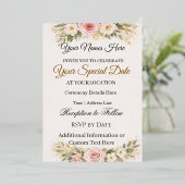Elegant Custom Floral Wedding Invitations Design Folie Uitnodiging (Staand Voorkant)