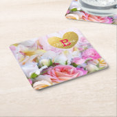 Elegant Custom Floral Wedding Onderzetters (Schuin)