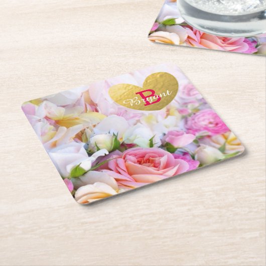 Elegant Custom Floral Wedding Onderzetters (Schuin)