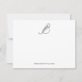 Elegant Custom Flowered Script Monogram Notitiekaartje (Voorkant)