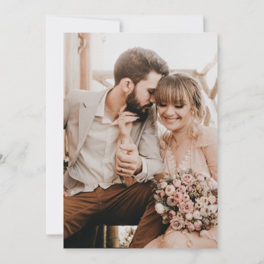 Elegant Custom Full Photo Monogram Weddenschap Kaart (Achterkant)