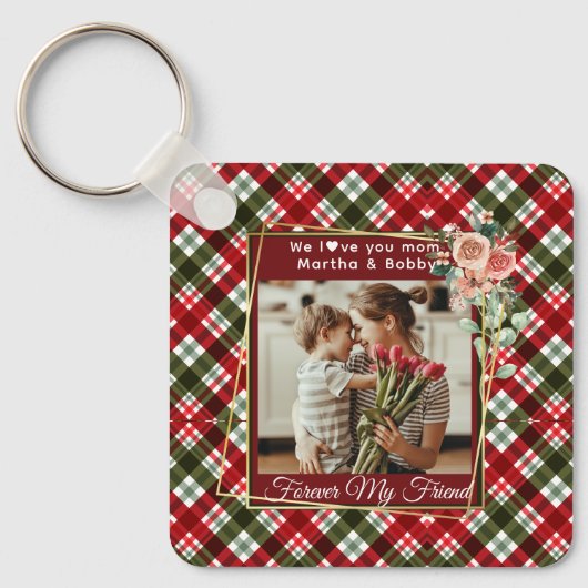 Elegant Custom Gift voor Moeder Moederdag 1 Foto Sleutelhanger (Voorkant)