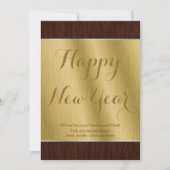 Elegant Custom Gold and Dark Wood New Year Card Feestdagenkaart (Voorkant)