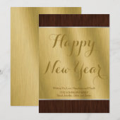 Elegant Custom Gold and Dark Wood New Year Card Feestdagenkaart (Voorkant / Achterkant)