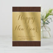 Elegant Custom Gold and Dark Wood New Year Card Feestdagenkaart (Staand voorkant)
