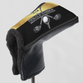 Elegant Custom Gold-Black Monogram Golf Head Hoesj Golfheadcover (3/4 voorkant)