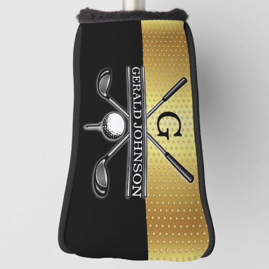 Elegant Custom Gold-Black Monogram Golf Head Hoesj Golfheadcover (Draai 90)