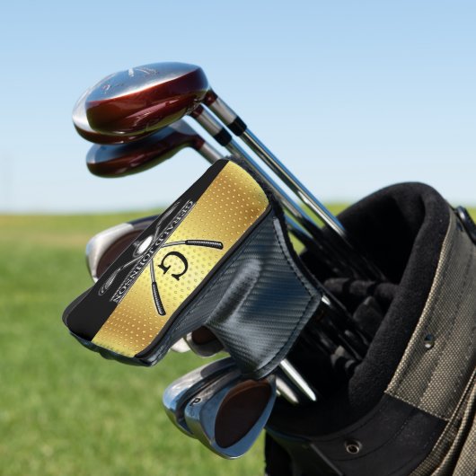 Elegant Custom Gold-Black Monogram Golf Head Hoesj Golfheadcover (Insitu)