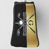 Elegant Custom Gold-Black Monogram Golf Head Hoesj Golfheadcover (Draai 90)