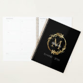 Elegant Custom Gold Wreater Monogram zwart Planner (Display)