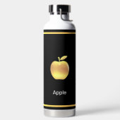 Elegant Custom Golden Apple Afbeelding & Text op z Waterfles (Links)