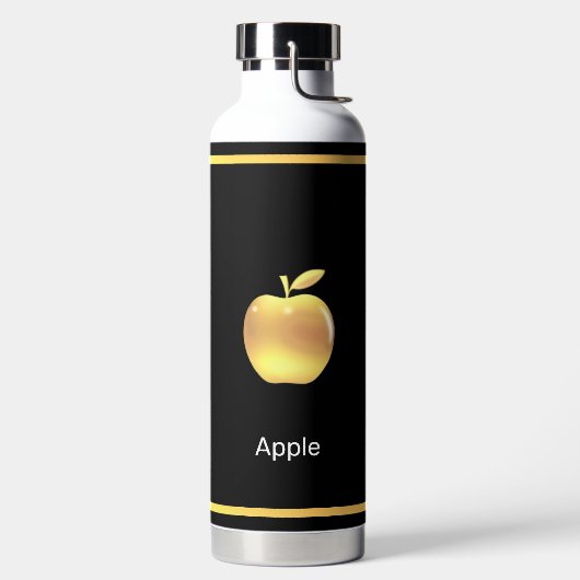 Elegant Custom Golden Apple Afbeelding & Text op z Waterfles (Links)