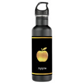Elegant Custom Golden Apple Afbeelding & Text op z Waterfles (Voorkant)