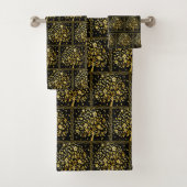 Elegant Custom Golden Tree Pattern on Black Bad Handdoek (Insitu)