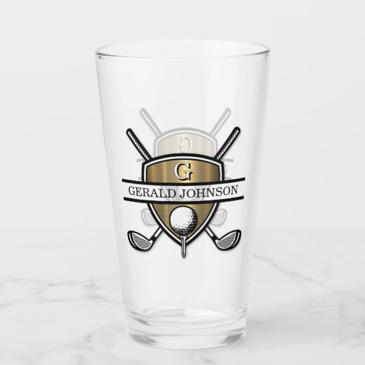 Elegant Custom Golf Monogram Design Glas (Achterkant)